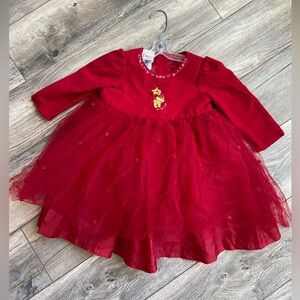 Y2K Winnie the Pooh embroidered Disney store holiday dress size 24‎ months